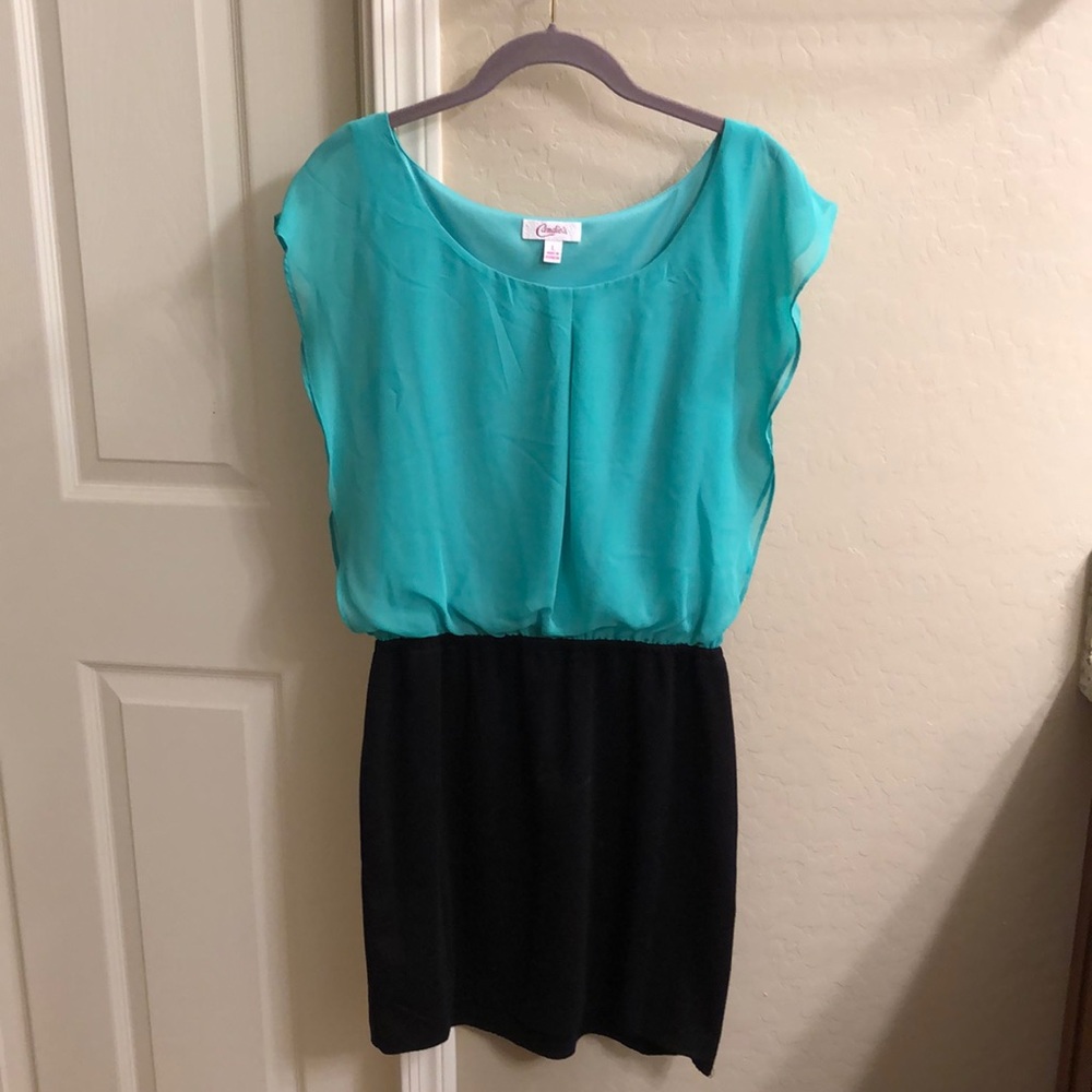 Green and black dress